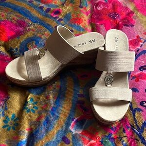 Anne Klein Cream Wedge Sandals